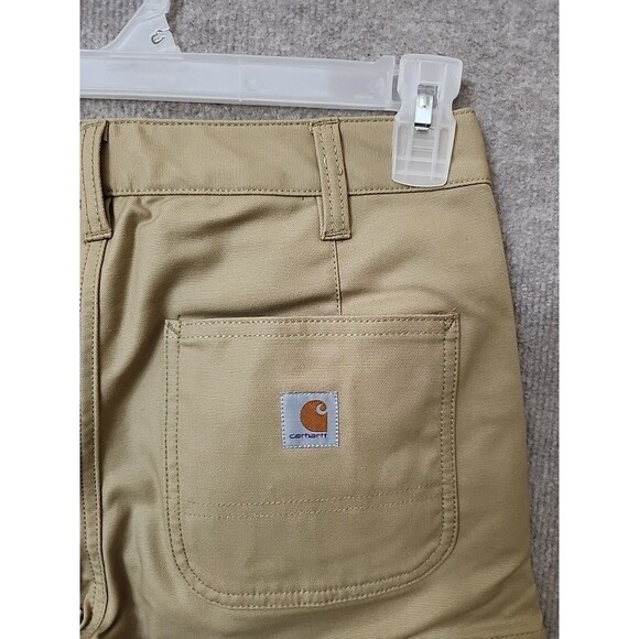 Carhartt Rugged Flex Original Fit Canvas Work Shorts Womens 2 Dark Khaki NEW - Picture 6 of 9